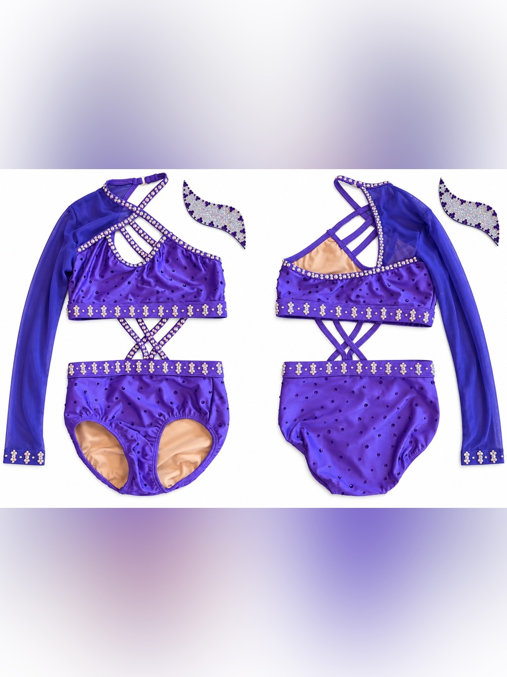 Custome Purple Jazz Solo Dance Costume with Rhinestone Trim & girls size 8